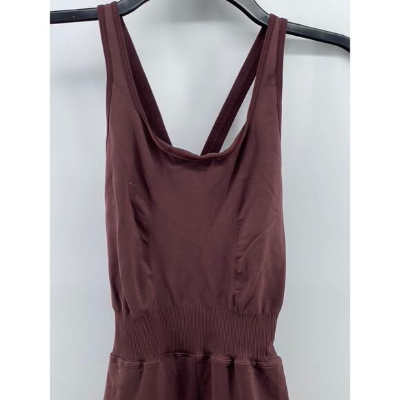 REFORMER Women's Brown Fitted Scoop-Neck Pilates Cutout-Back Jumpsuit SZ XS - Picture 5 of 14